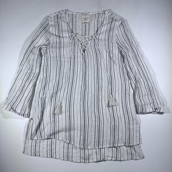 Billabong Striped Lace Up Tunic Cover Up Women’s Small Beach Boho Top - Picture 1 of 8